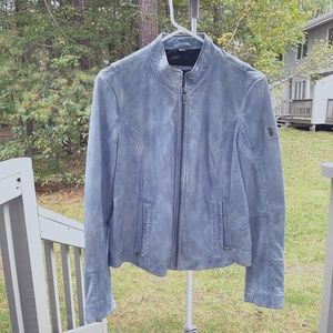 Mauritius blue leather jacket